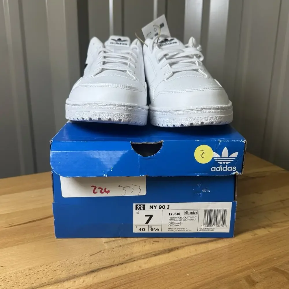 adidas Originals NY 90 J White Black Sneakers FY9840 Youth Size 7/Women 8.5 NWB